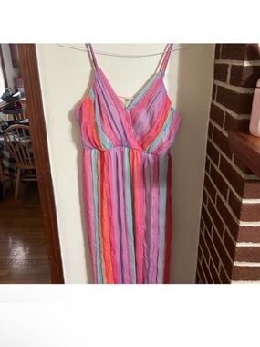 NWOT Southern Fried Chics  Size XXL Rainbow Stripes Straps Maxi Dress -